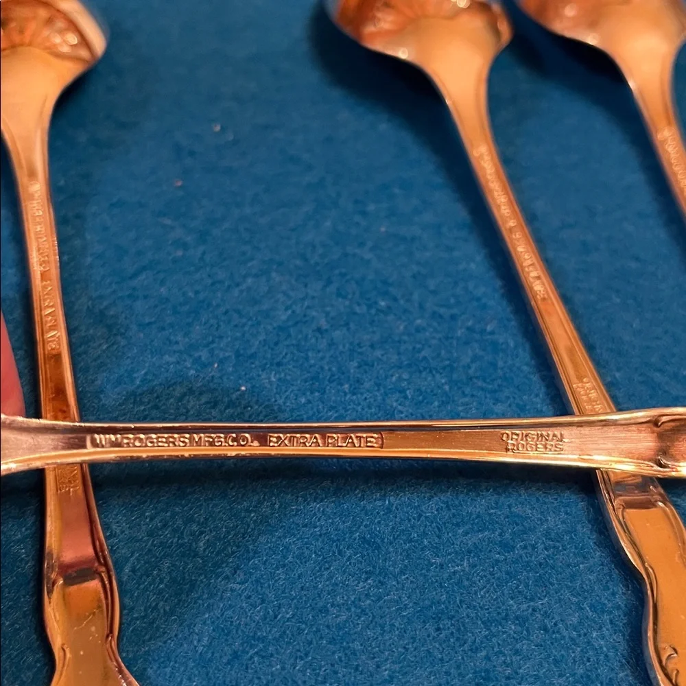1964 VTG 5 iced tea dessert spoons Wm Rogers Melody Camelot Silverplate Flatware